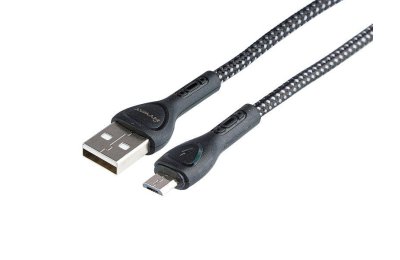 Kabel do ładowania i synchronizacji, w oplocie z mikrofibry, podświetlenie LED, 200 cm, USB > micro USB