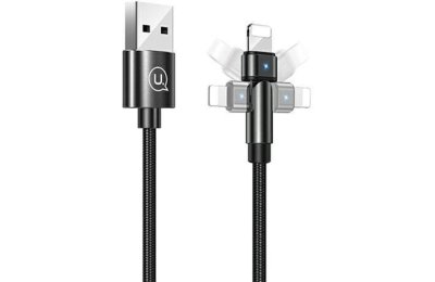 Kabel obrotowy USB - Lightning USAMS U60 2A 1 m Czarny