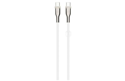 Kabel pleciony USB-C - USB-C FIXED 100W 1.2 m Biały