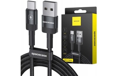 Kabel SPACECASE USB-C Cable 2M 2.4A Czarny