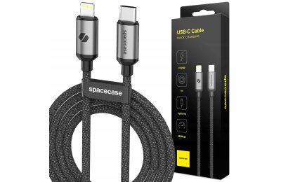 Kabel SPACECASE USB-C to Lightning Cable 1M 20W Czarny