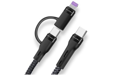 Kabel szybki mocny USB-C type-C C przejściówka adapter do iPhone PD 60W 1M do Lightning PowerDelivery do Apple iPhone przejściówka adapter Czarny