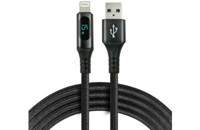 Kabel USB-A - Lightning EVERACTIVE z wyświetlaczem everActive CBB-1IBL 15W 1 m Czarny