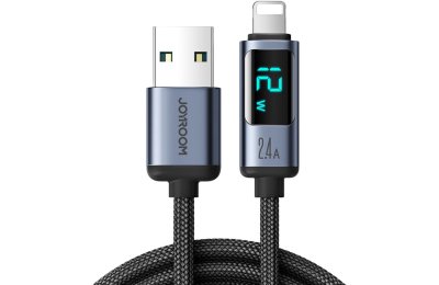 Kabel USB-A - Lightning JOYROOM z wyświetlaczem LCD 2. A 1.2m Czarny