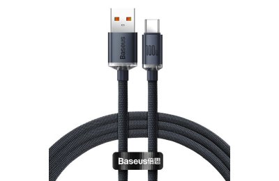 Kabel USB-A - USB-C BASEUS Crystal Shine 100W 1.2 m Czarny