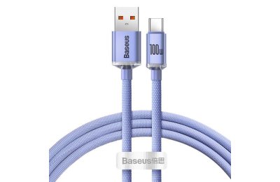 Kabel USB-A - USB-C BASEUS Crystal Shine 100W 1.2 m Fioletowy