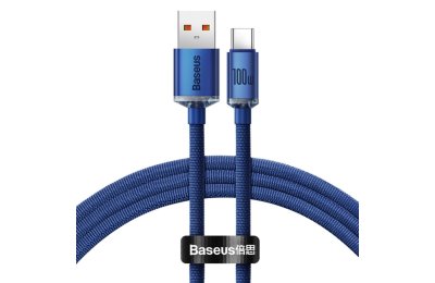 Kabel USB-A - USB-C BASEUS Crystal Shine 100W 1.2 m Niebieski