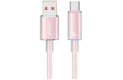 Kabel USB-A USB-C USAMS Cloud Series 6A 1.2m Różowy