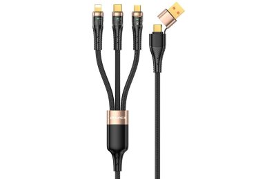 Kabel USB-A/USB-C - USB-C/Lightning/Micro USB AWEI CL-228 3w1 100W 1.5 m Czarny