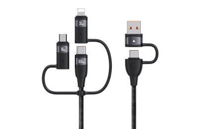 Kabel USB-A/USB-C - USB-C/Micro USB/Lightning USAMS 6w1 U85 100W 1.2 m Czarny
