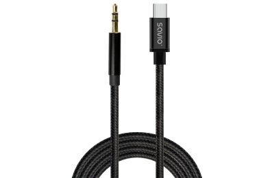 Kabel USB-C - Jack 3.5 mm SAVIO CL-187 1m Czarny