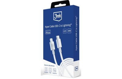 Kabel USB-C - Lightning 3MK Hyper Cable 1.2 m Biały