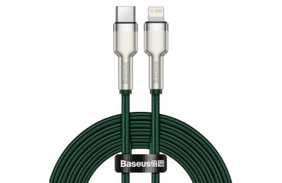 Kabel USB-C - Lightning BASEUS Cafule Metal 1 m Zielony