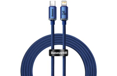 Kabel USB-C - Lightning BASEUS Crystal 2 m Niebieski