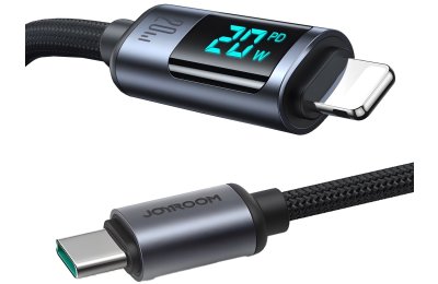 Kabel USB-C - Lightning JOYROOM z wyświetlaczem LCD 20W 1.2 m Czarny