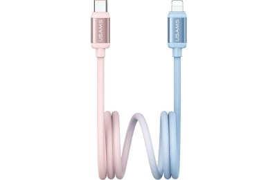 Kabel USB-C - Lightning USAMS Bicolor Series SJ757 PD 30W 1.2 m Niebiesko-różowy