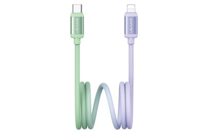 Kabel USB-C - Lightning USAMS Bicolor Series SJ757 PD 30W 1.2 m Zielono-fioletowy