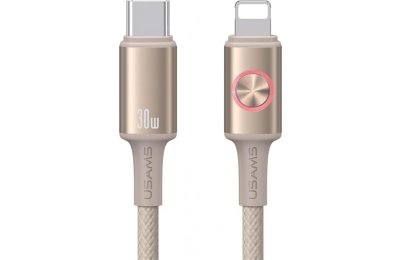 Kabel USB-C - Lightning USAMS Huan Series SJ753 30W 1.2 m Złoty