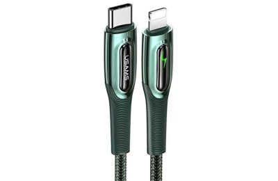 Kabel USB-C - Lightning USAMS SJ518USB02 20W 1.2m Zielony