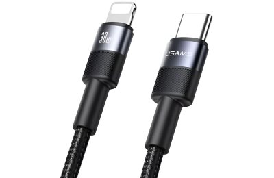 Kabel USB-C - Lightning USAMS SY Series 30W 1.2 m Czarny