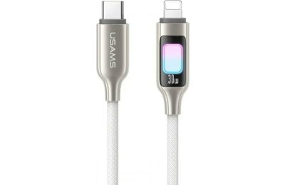 Kabel USB-C - Lightning USAMS TC Series SJ749 30W 1.2 m Tytanowy