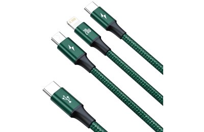 Kabel USB-C - micro USB/Lightning/USB-C BASEUS Rapid 3w1 1.5 m Zielony