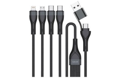 Kabel USB-C/USB-A - 2x USB-C/Micro USB/Lightning 4SMARTS 4w2 1.2 m 15W Czarny