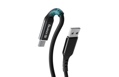 Kabel USB-C - USB-A CRONG Armor Link 1,5 m Czarny
