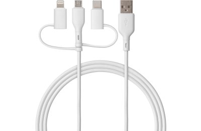 Kabel USB-C - USB-A/microUSB/Lightning QUALO Recycling QRC-CA+M+L-00 3w1 1.5 m Biały