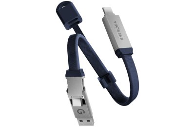Kabel USB-C/USB-A - USB-C ENERGEA Sheath Key 2w1 60W 0.15 m Niebieski