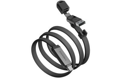 Kabel USB-C/USB-A - USB-C ENERGEA Sheath Travel 2w1 60W 1.2 m Szary