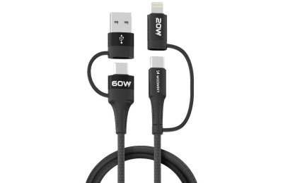 Kabel USB-C-/USB-A - USB-C/Lightning WOZINSKY WNBAA 60W 1 m Czarny