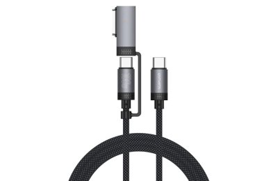 Kabel USB-C - USB-C 4SMARTS Explorer ComboCord 100W 2m z adapterem MagSafe Czarny