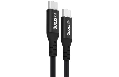 Kabel USB-C - USB-C CRONG Soft Link 0.25 m Czarny
