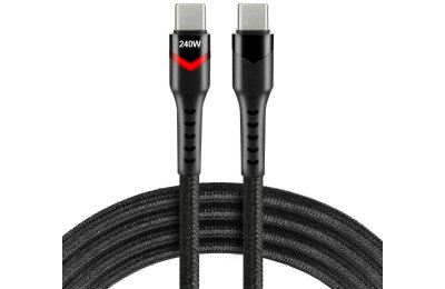 Kabel USB-C - USB-C EVERACTIVE CBB-1PDRS 240W RGB Led 1 m Czarny