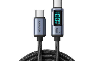 Kabel USB-C - USB-C JOYROOM z wyświetlaczem LCD PD 100W 1.2m Czarny
