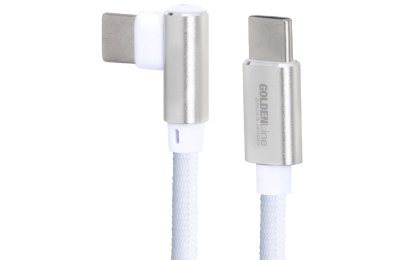 Kabel USB-C - USB-C kątowy GÖTZE & JENSEN Golden Line 1 m Biały