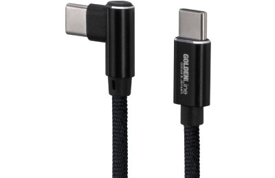 Kabel USB-C - USB-C kątowy GÖTZE & JENSEN Golden Line 1 m Czarny