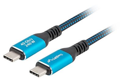 Kabel USB-C - USB-C LANBERG 240W 0.5 m Czarno-niebieski