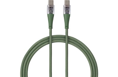 Kabel USB-C - USB-C QUALO Transparent QTCN-CC-04 1.5 m Zielony