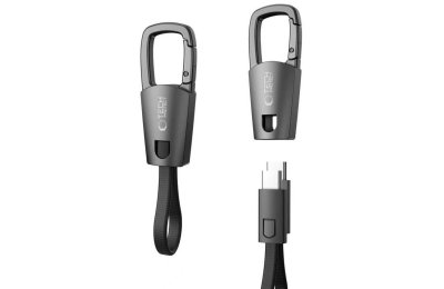 Kabel USB-C - USB-C TECH-PROTECT UltraBoost DNA Keychain PD 60W/3A Szary