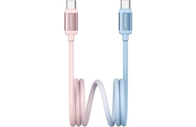 Kabel USB-C - USB-C USAMS Bicolor Series SJ756 PD 60W 1.2 m Niebiesko-różowy