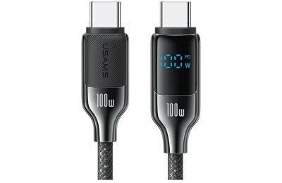 Kabel USB-C - USB-C USAMS z wyświetlaczem LCD HX Series SJ742USB02 100W 1.2m Czarny