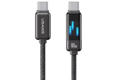 Kabel USB-C - USB-C USAMS z wyświetlaczem LCD Meteor Series SJ744USB01 100W 1.2m Czarny