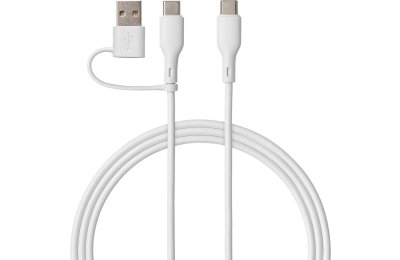 Kabel USB-C - USB-C/USB-A QUALO Recycling QRC-CC+A-00 2w1 1.5 m Biały