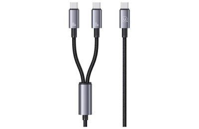Kabel USB-C/USB-C - USB-C USAMS 2w1 72W 1.2m Czarno-szary
