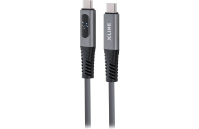 Kabel USB-C - USB-C XLINE z wyświetlaczem LCD 100W 1.5 m Szary