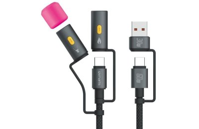 Kabel USB-C - USB/USB-C 4SMARTS Explorer 4w1 60W 1 m Czarny