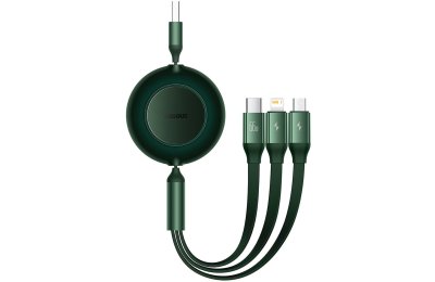 Kabel USB do Micro USB/Lightning/USB-C BASEUS Bright Mirror 3 3w1 66W 1.1 m Zielony