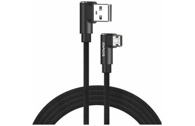 Kabel USB kątowy - Micro USB kątowy SAVIO CL-161 1m Czarny